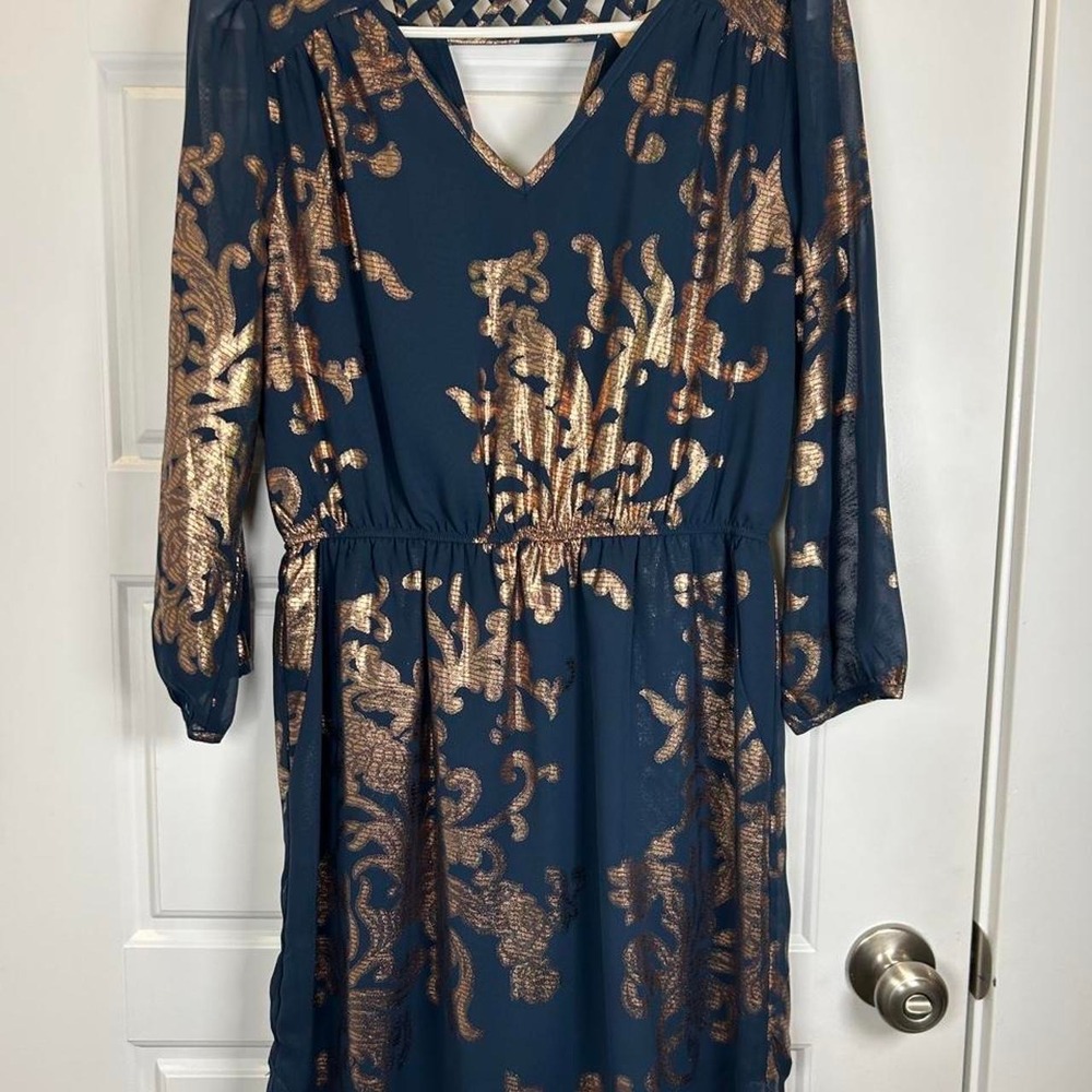 Skies are Blue Navy & Rose Gold Dress